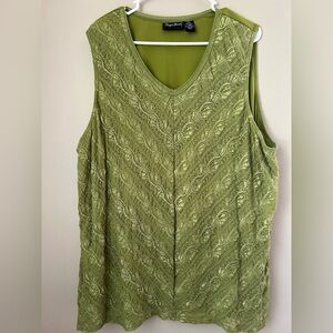 Plus Size Women's Green Lace Sleeveless Tank Top Size 3X
